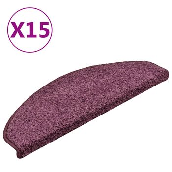 Alfombra De Peldaño De Escalera 15 Uds Morado Oscuro 65x21x4 Cm Vidaxl