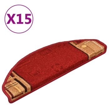 Alfombrilla Autoadhesiva De Escalera 15 Uds Roja 65x21x4 Cm Vidaxl