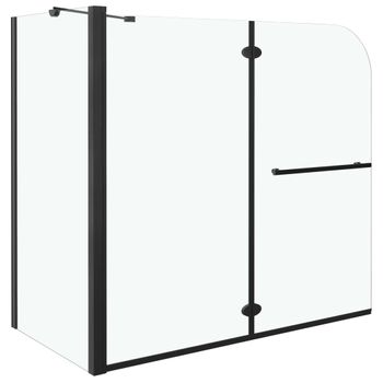 Mampara De Ducha Plegable Esg Negra 120x68x130 Cm Vidaxl