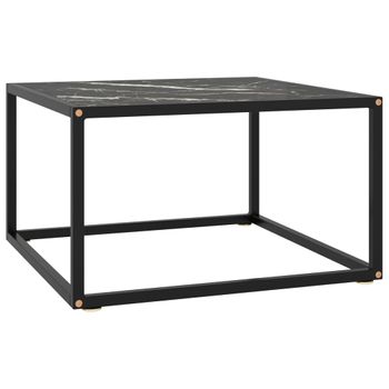 Mesa De Centro Negra Con Vidrio De Mármol Negro 60x60x35 Cm Vidaxl