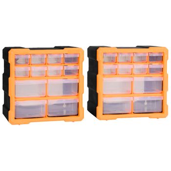 Organizadores Multicajones Con 12 Cajones 2 Uds 26,5x16x26 Cm Vidaxl