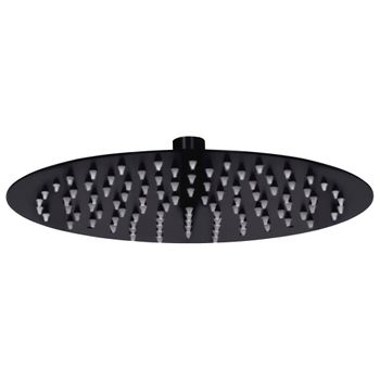 Cabezal De Ducha Efecto Lluvia Acero Inox Redondo Negro 25 Cm