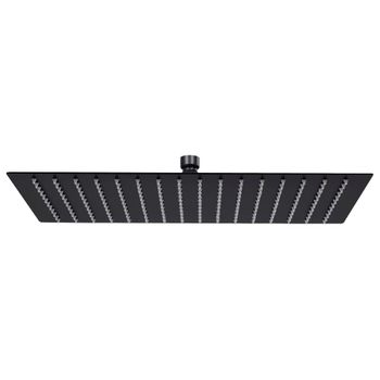 Cabezal Ducha Efecto Lluvia Acero Inox Cuadrado Negro 40x30 Cm