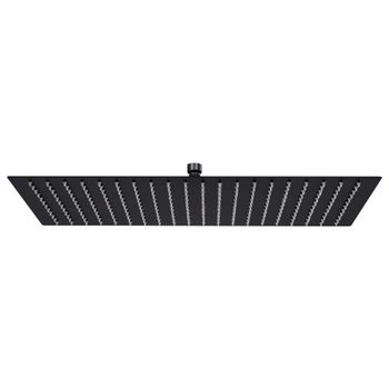 Cabezal Ducha Efecto Lluvia Acero Inox Cuadrado Negro 50x30 Cm