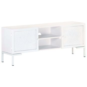 Mueble Para Tv De Madera Maciza De Mango Blanco 115x30x46 Cm Vidaxl