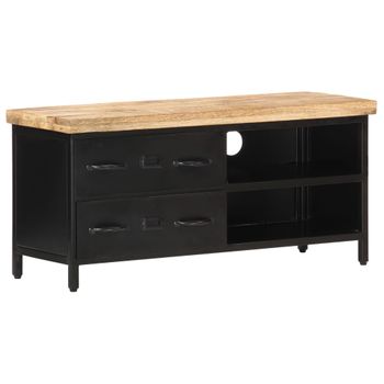 Mueble Para Tv De Madera Maciza De Mango Rugosa 90x30x41 Cm Vidaxl