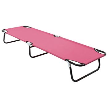 Tumbona Plegable De Acero Rosa Vidaxl