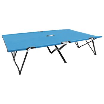 Tumbona Plegable Para 2 Personas Acero Azul Vidaxl