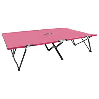 Tumbona Plegable Para 2 Personas Acero Rosa Vidaxl