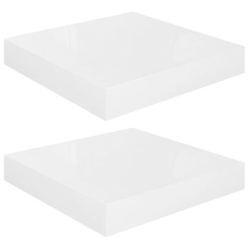 Estante Flotante De Pared 2 Uds Mdf Blanco Brillo 23x23,5x3,8cm Vidaxl