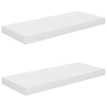 Estante Flotante De Pared 2 Uds Mdf Blanco Brillo 60x23,5x3,8cm Vidaxl