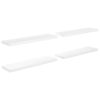 Estante Flotante De Pared 4 Uds Mdf Blanco Brillo 90x23,5x3,8cm Vidaxl