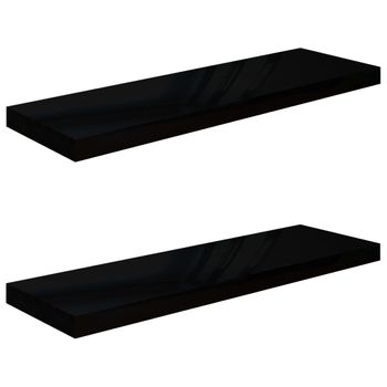 Estante flotante pared 4 uds negro brillo MDF 60x23,5x3,8 cm - referencia  Mqm-323771