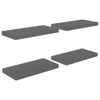 Estantes Flotantes De Pared 4 Uds Mdf Negro Brillo 50x23x3,8 Cm Vidaxl