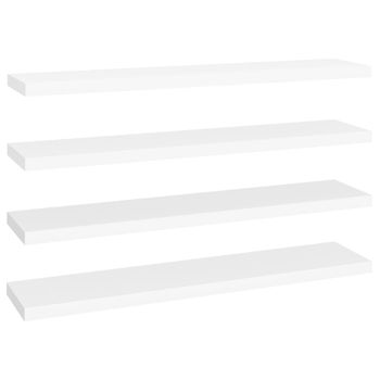 Estante flotante de pared 4 uds blanco brillo MDF 50x23x3,8 cm - referencia  Mqm-323747