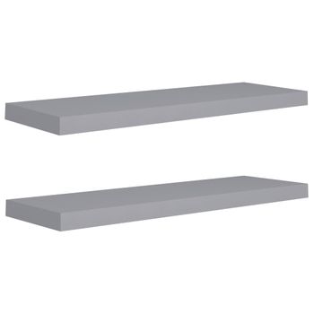 Estantes Flotantes De Pared 2 Uds Mdf Gris 80x23,5x3,8 Cm Vidaxl