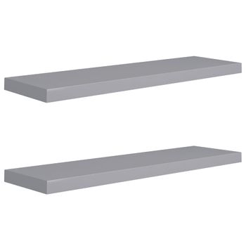 Estantes Flotantes De Pared 2 Uds Mdf Gris 90x23,5x3,8 Cm Vidaxl