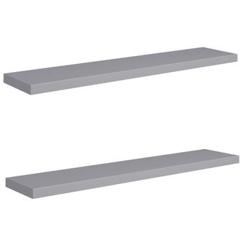 Estantes flotantes pared 4 uds gris hormigón MDF 90x23,5x3,8 cm