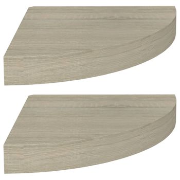 Estantes Flotantes De Esquina 2 Uds Mdf Roble 25x25x3,8 Cm Vidaxl