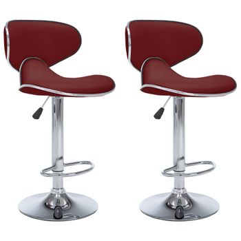 323649  Bar Stools 2 Pcs Wine Red Faux Leather Vidaxl