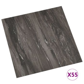 Lamas Para Suelo Autoadhesivas 55 Uds Pvc Gris Oscuro 5,11 M² Vidaxl