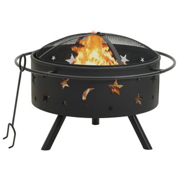 Brasero exterieur, Ø 76 cm brasero Jardin, brasero con 600D Cubierta  Impermeable, brasero Barbacoa, Parrilla brasero Estable y Funcional, Negro