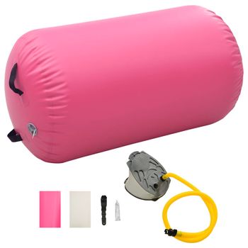 Rollo Hinchable De Gimnasia Con Bomba Pvc Rosa 100x60 Cm Vidaxl