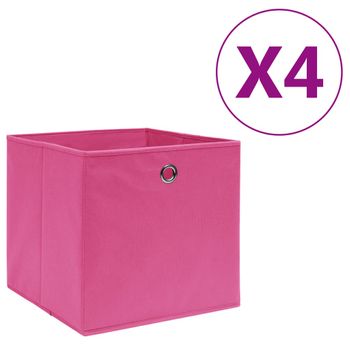 Cajas De Almacenaje 4 Uds Tela No Tejida Rosa 28x28x28 Cm Vidaxl