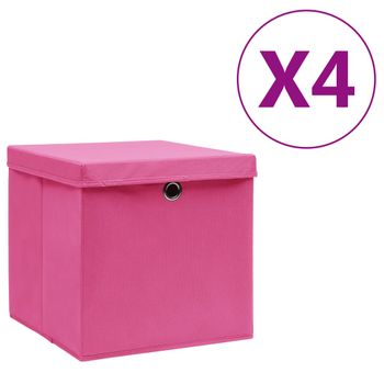 Cajas De Almacenaje Con Tapas 4 Uds Rosa 28x28x28 Cm Vidaxl