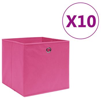 Cajas De Almacenaje 10 Uds Tela No Tejida Rosa 28x28x28 Cm Vidaxl