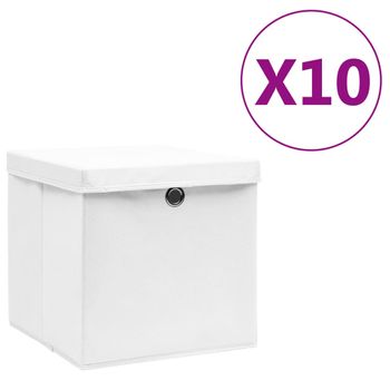 vidaXL VX288368 Cajas de almacenaje con tapas 10 uds tela amarillo 32x32x32  cm - VX288368 - Epto