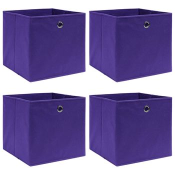 Cajas De Almacenaje 4 Uds Tela No Tejida Morado 28x28x28 Cm Vidaxl