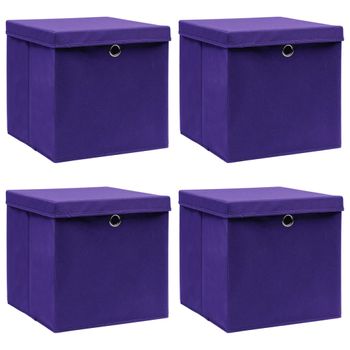 Cajas De Almacenaje Con Tapas 4 Uds Morado 28x28x28 Cm Vidaxl