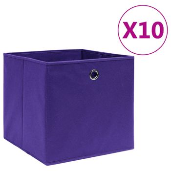 Cajas De Almacenaje 10 Uds Tela No Tejida Morado 28x28x28 Cm Vidaxl