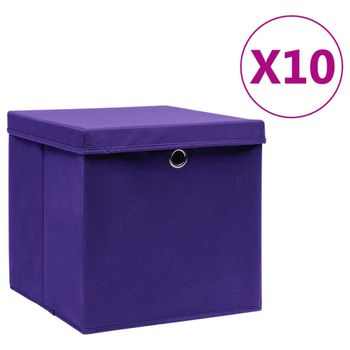 Cajas De Almacenaje Con Tapas 10 Uds Morado 28x28x28 Cm Vidaxl