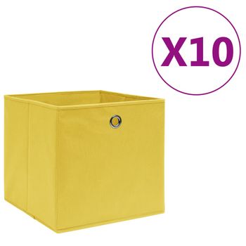 Cajas De Almacenaje 10 Uds Tela No Tejida Amarillo 28x28x28 Cm Vidaxl