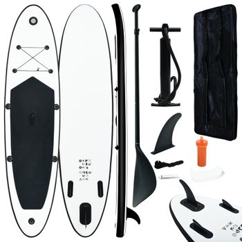 Juego De Tabla De Paddle Surf Hinchable Blanco Y Negro Vidaxl