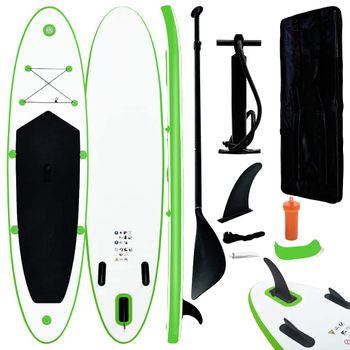 Juego De Tabla De Paddle Surf Hinchable Verde Y Blanco Vidaxl