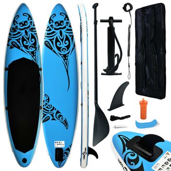 Juego De Tabla De Paddle Surf Inflable Azul 366x76x15 Cm Vidaxl