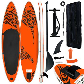 Juego De Tabla De Paddle Surf Hinchable Naranja 305x76x15 Cm Vidaxl