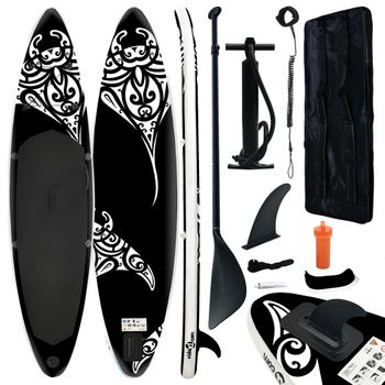 Juego De Tabla De Paddle Surf Hinchable Negro 320x76x15 Cm Vidaxl