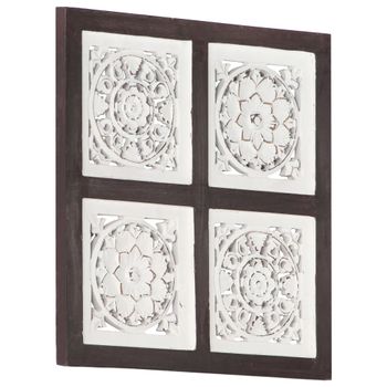 Panel De Pared Tallado A Mano Mdf Marrón Y Blanco 40x40x1,5 Cm Vidaxl