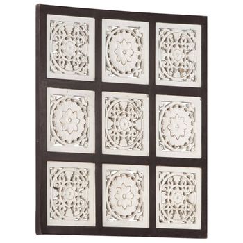 Panel De Pared Tallado A Mano Mdf Marrón Y Blanco 60x60x1,5 Cm Vidaxl