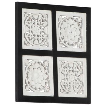 Panel De Pared Tallado A Mano Mdf Negro Y Blanco 40x40x1,5 Cm Vidaxl