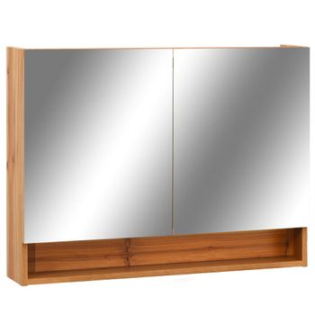 Mueble Camerino Dos Puertas para Baño, Módulo con Espejo y Estantes, Blanco  Brillo, Medidas: 60 x 65 x 21 cm