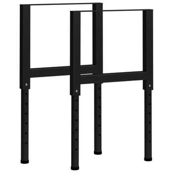 Estructura De Banco De Trabajo 2 Uds Metal 55x(69-95,5)cm Negro