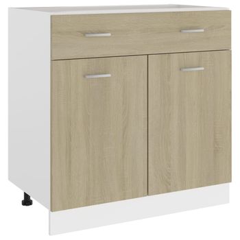 Armario Inferior Cajón Madera Ingeniería Roble 80x46x81,5 Cm Vidaxl