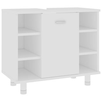 Armario De Baño Madera Contrachapada Blanco 60x32x53,5 Cm Vidaxl