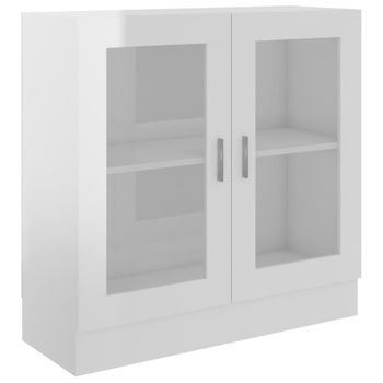 Vitrina De Madera Contrachapada Blanco Brillo 82,5x30,5x80 Cm Vidaxl