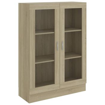 Vitrina De Madera Contrachapada Color Roble 82,5x30,5x115 Cm Vidaxl